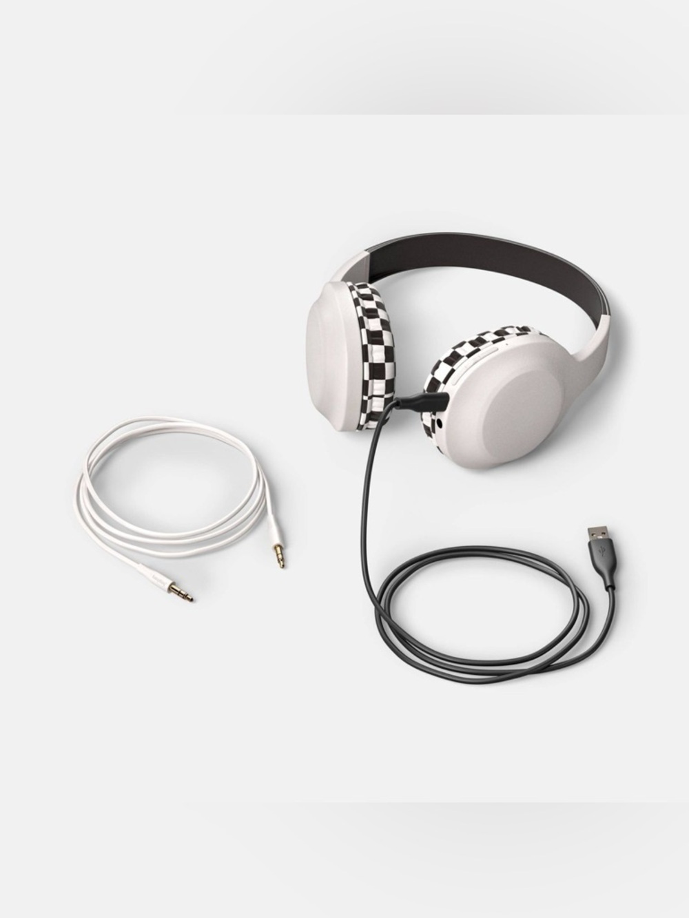 Wireless Built-In-Microphone Headphones - heyday™ Brown Checkered: On-Ear, USB-C